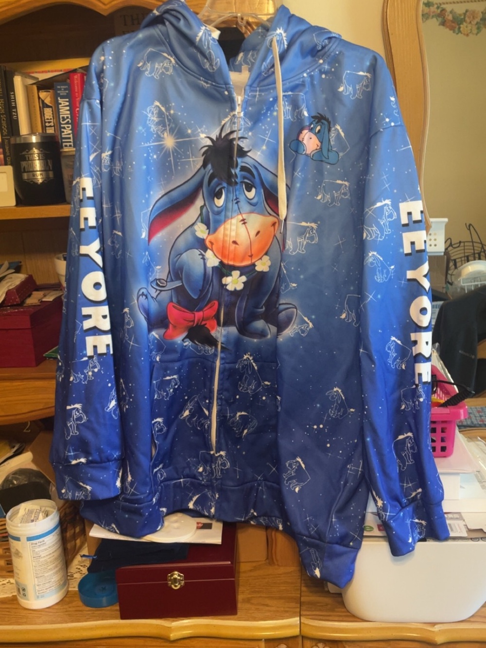 Eeyore Blue Hooded Zip-Up Sweatshirt